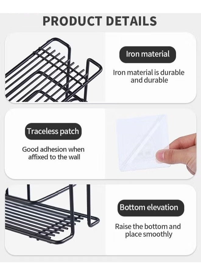 EETU Toothbrush Holders For Bathroom,Wall Mounted Toothpaste And Toothbrush Holder With 5 Slots And 2 Cup Positions,Bathroom Storage Organizer Stand Rack For Toothpaste,Facial Cleanser,Comb,Black - Image 4